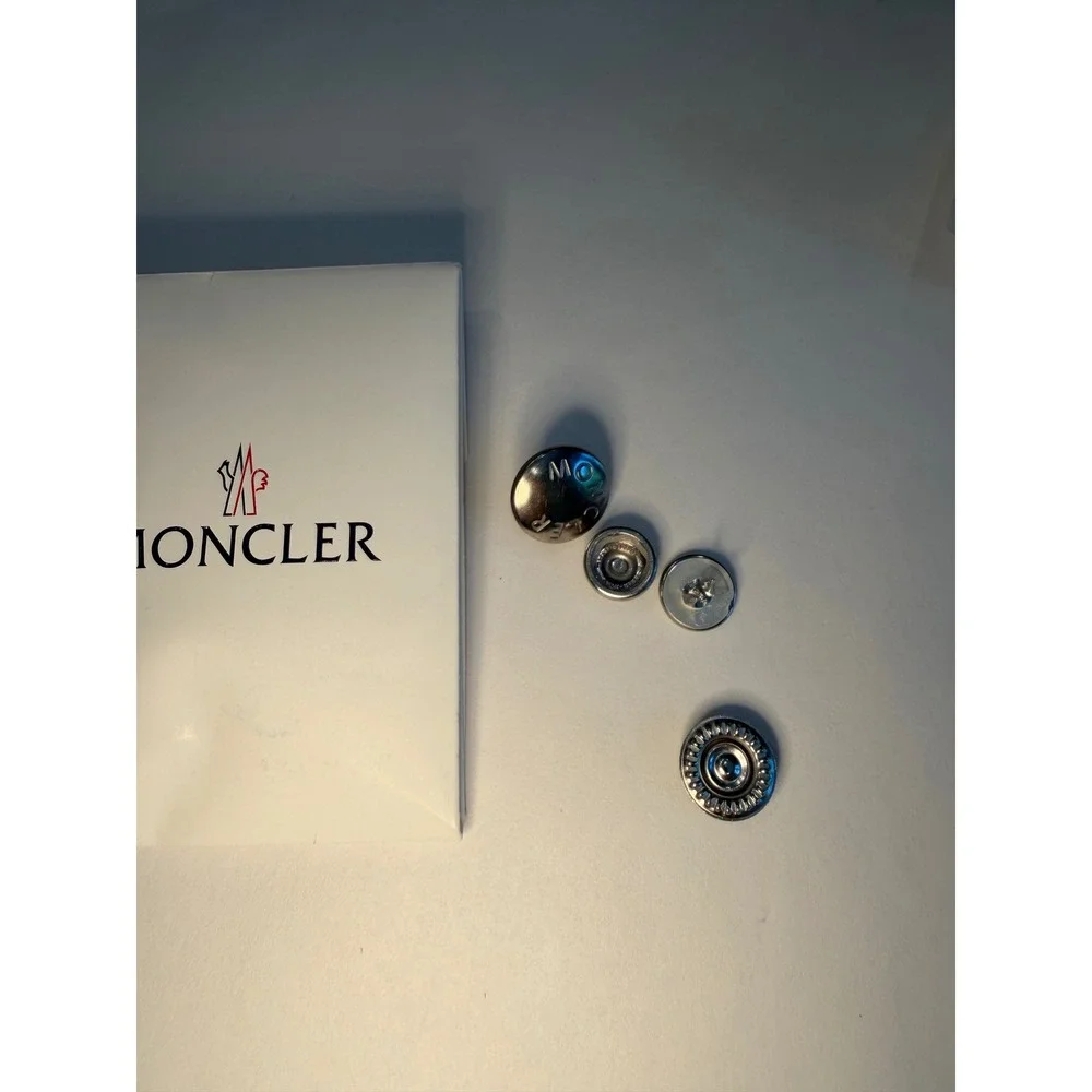Moncler Silver Replacement Snap Button Set Embossed Logo Jacket Repair Kit